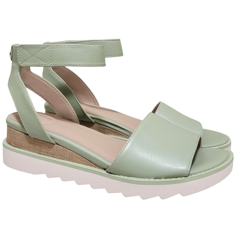 Giani Bernini Constancia Wedge Heel Ankle Strap Sandals Size US 9M Tender Green